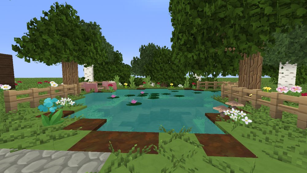 Teichlandschaft in Minecraft