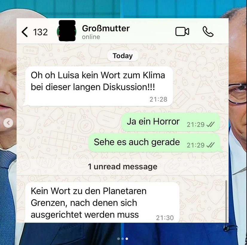 Keine Frage zum Klimawandel - Quelle: https://www.instagram.com/luisaneubauer/